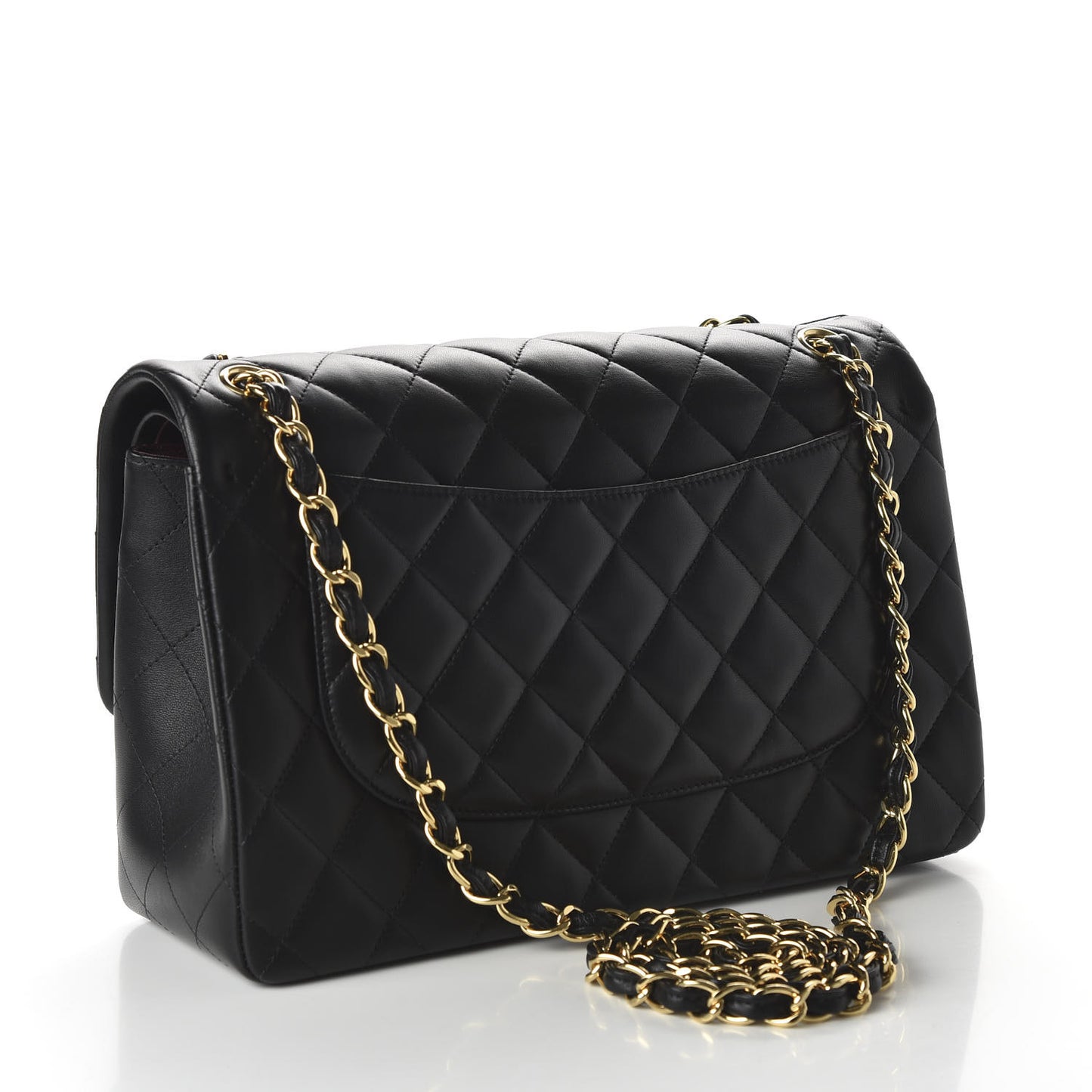 Lambskin Quilted Jumbo Double Flap Black