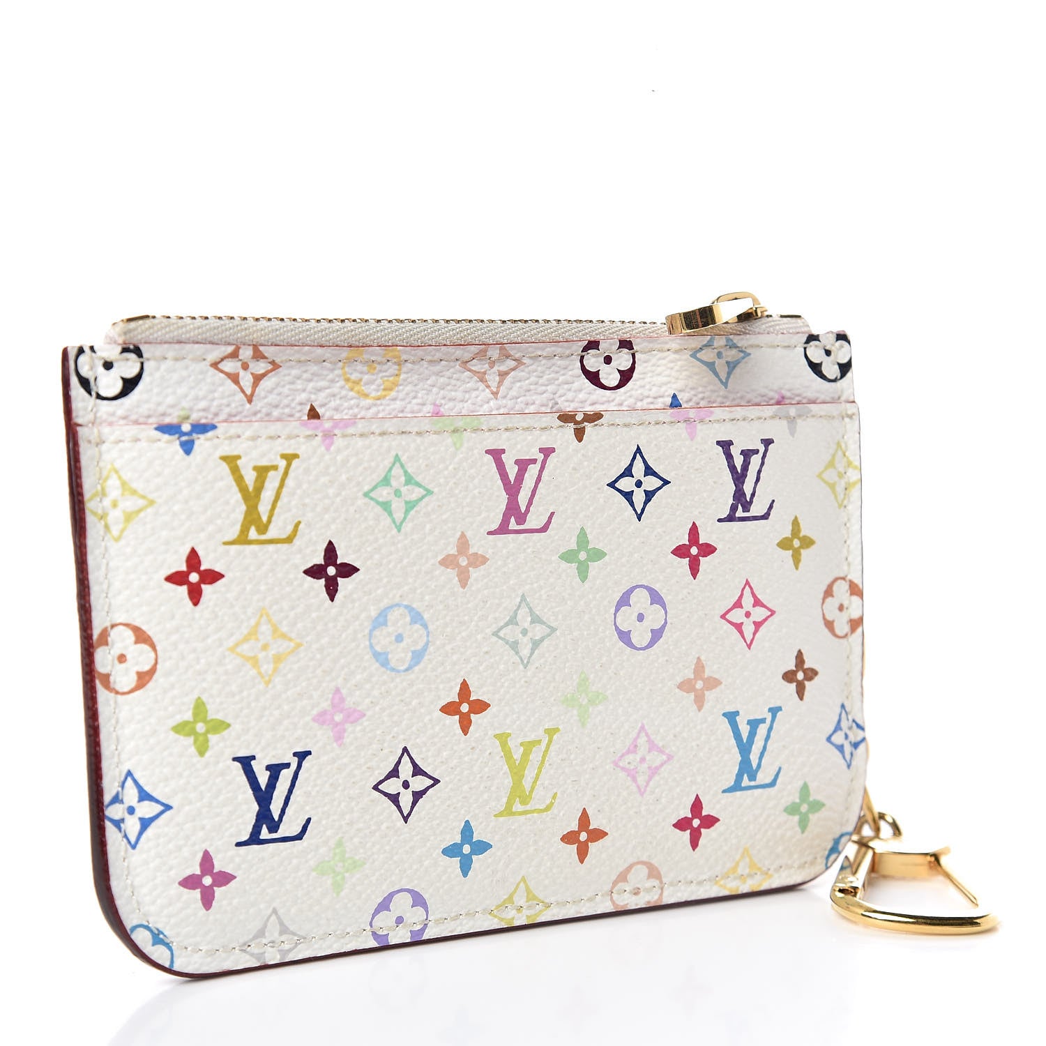 Louis Vuitton Monogram Multicolor Key Pouch White Litchi 3 of 8
