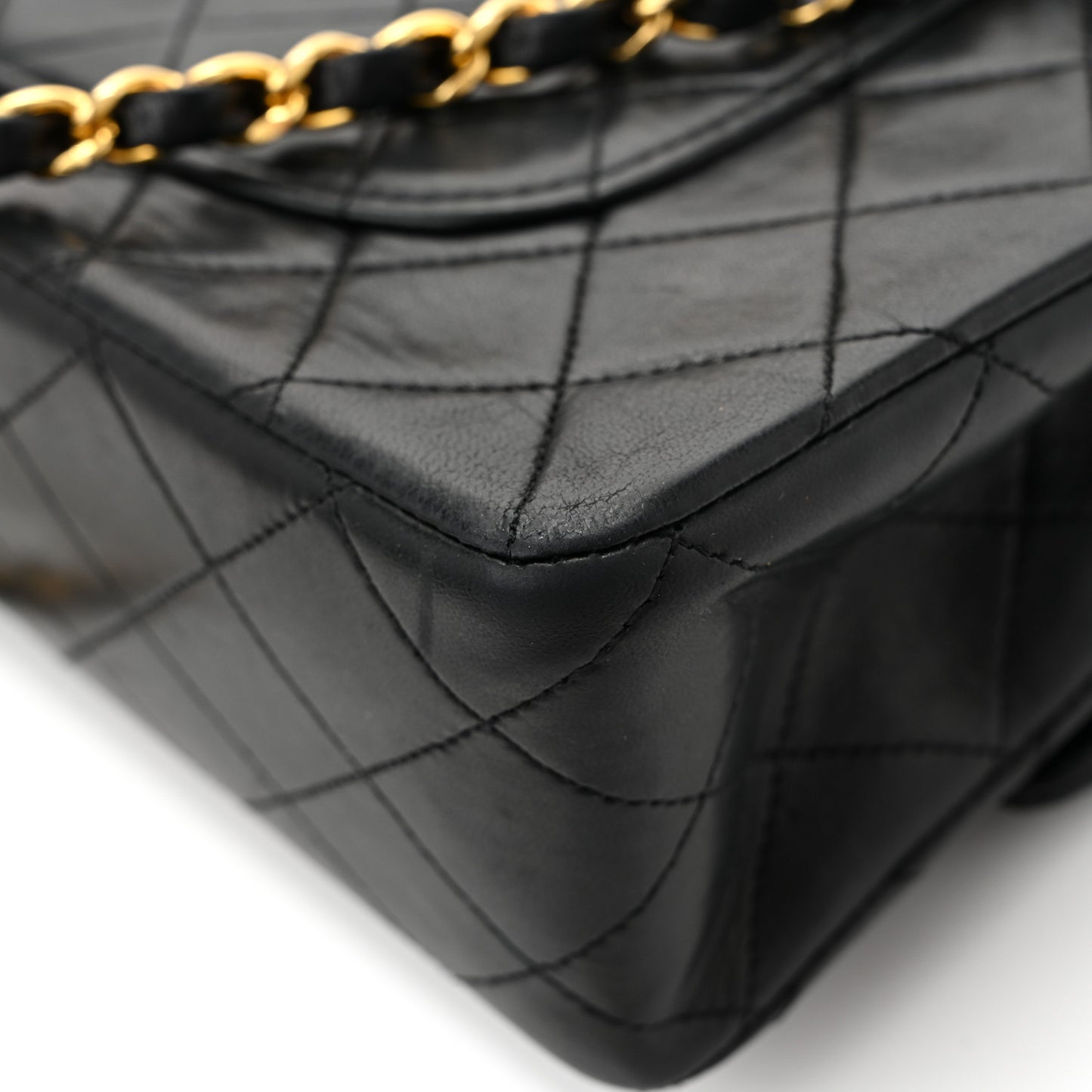Lambskin Quilted Medium Double Flap Black