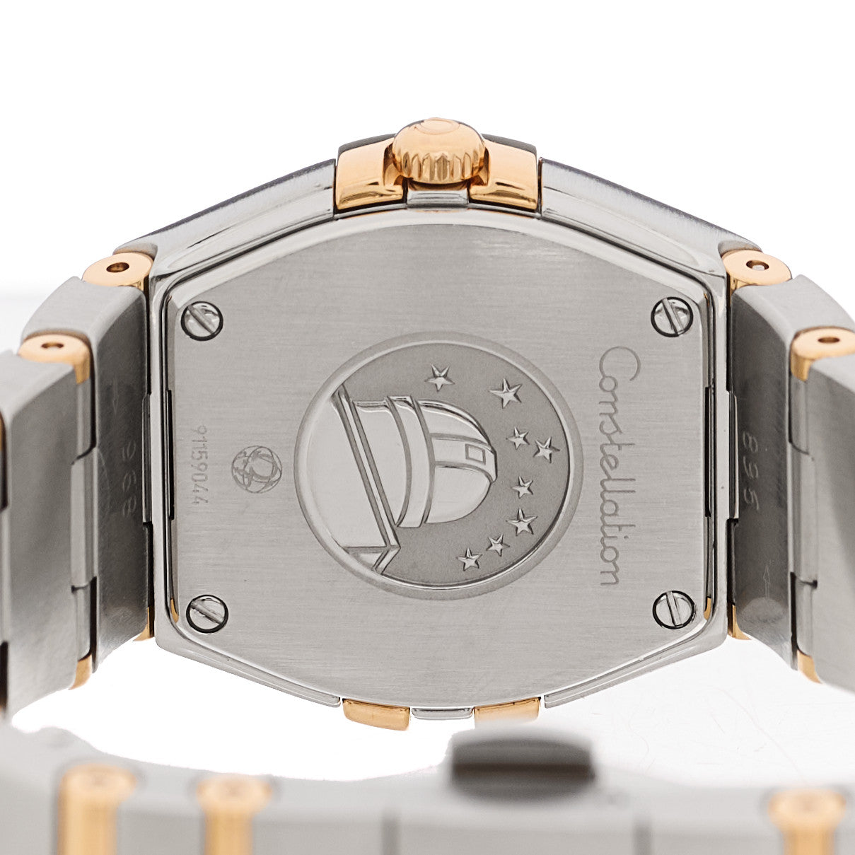 Stainless Steel 18K Red Gold Diamond Bezel Mother of Pearl 24mm Constellation Quartz Watch 123.25.24.60.55.009