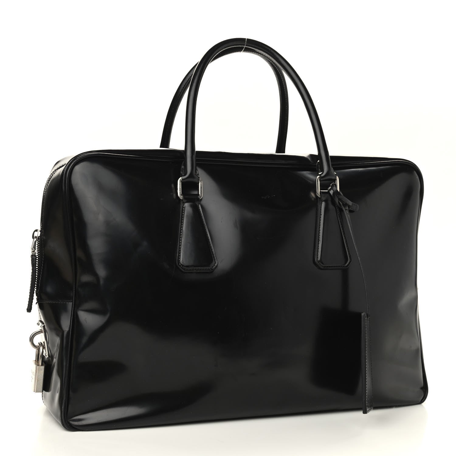 Prada Spazzolato Large Zip Around Briefcase Black 3 of 10