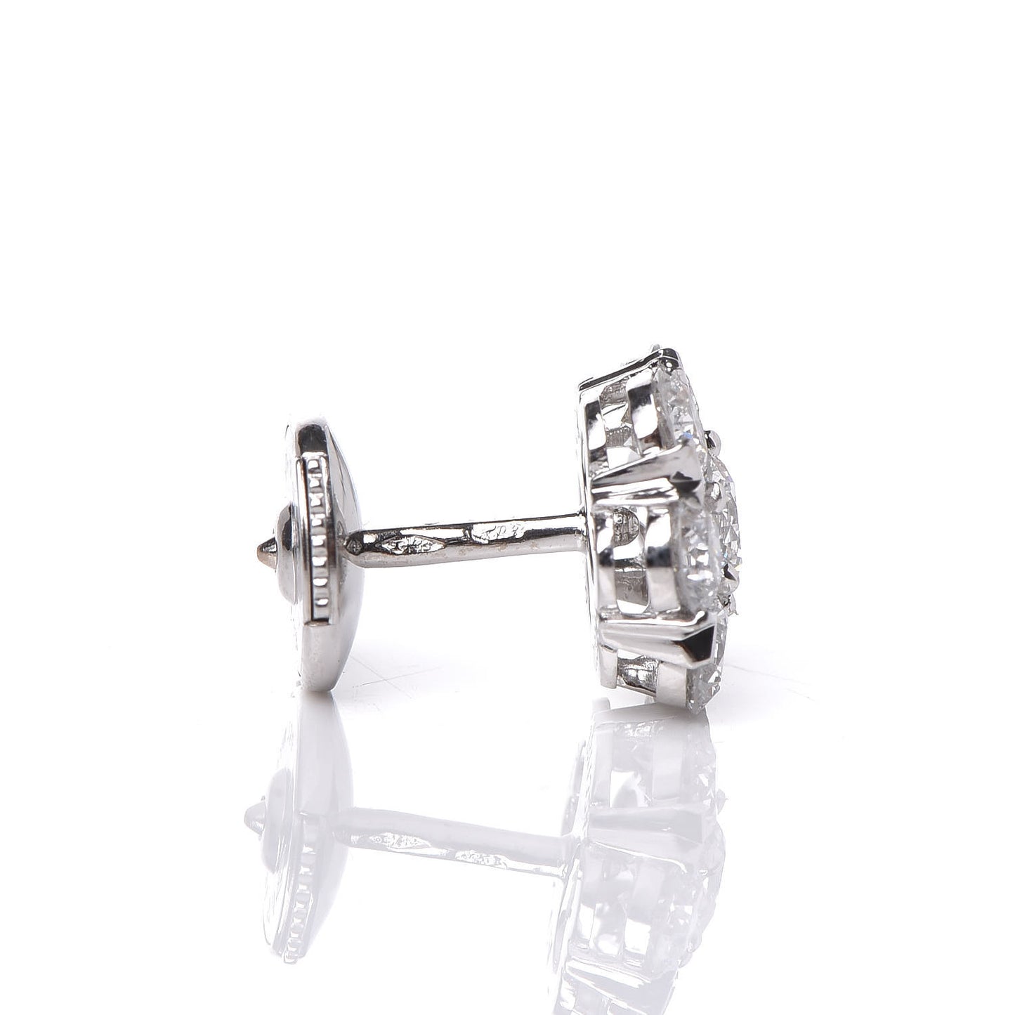 18K White Gold Diamond Large Fleurette Earrings