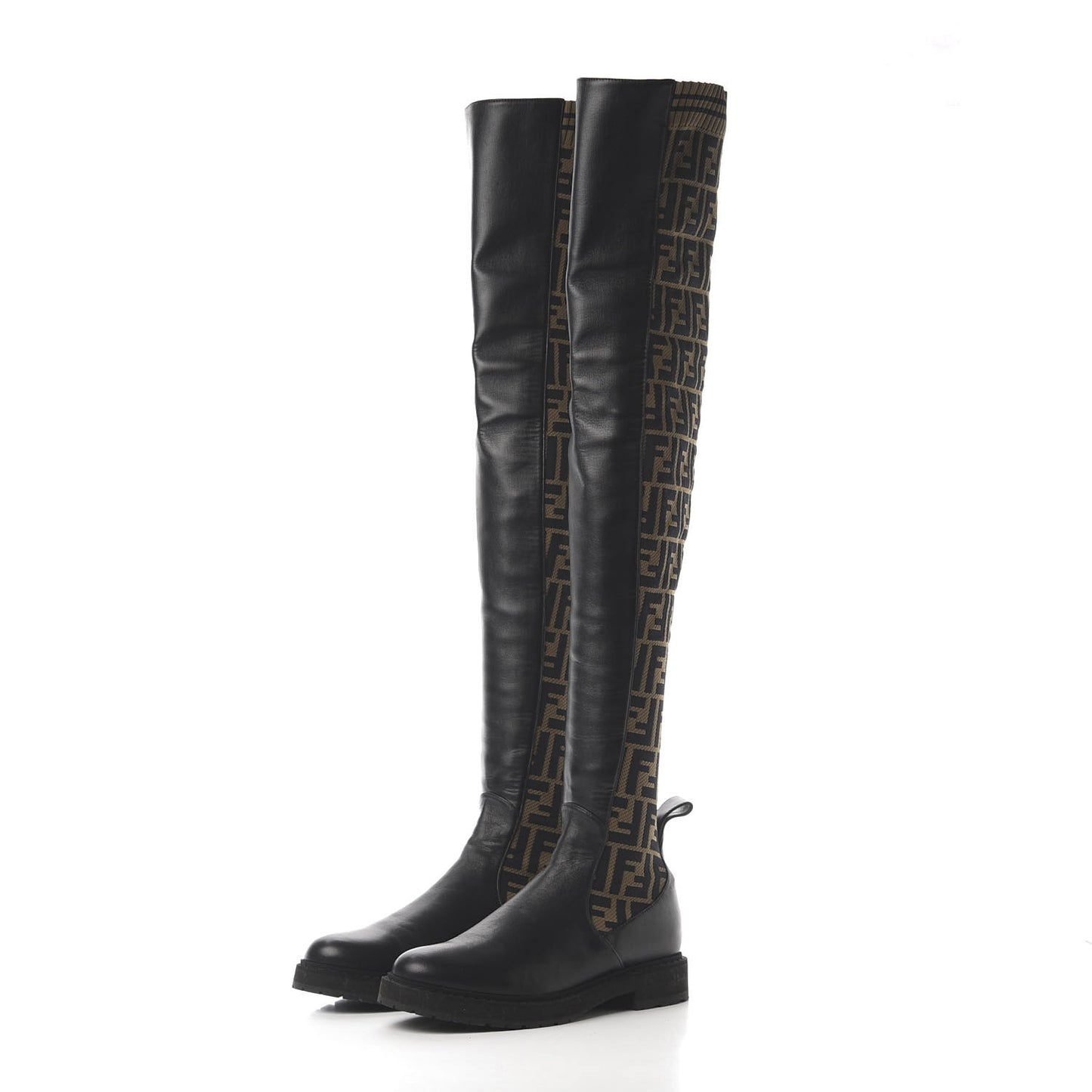Nappa Microfiber Fabric FF Rockoko Thigh High Boots 37.5 Black Tobacco