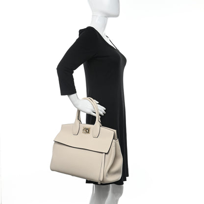 Salvatore Ferragamo Calfskin Large Studio Bag Bone 2 of 16