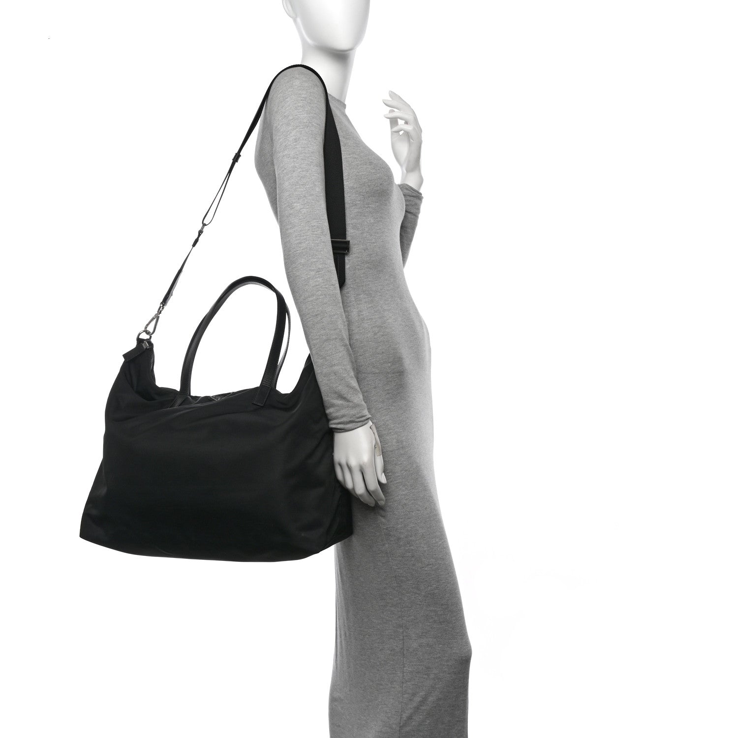 Prada Tessuto Nylon Saffiano Tote Black 2 of 11