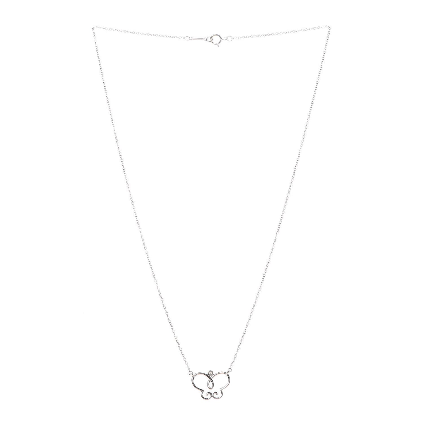 18K White Gold Diamond Paloma Picasso Butterfly Pendant Necklace
