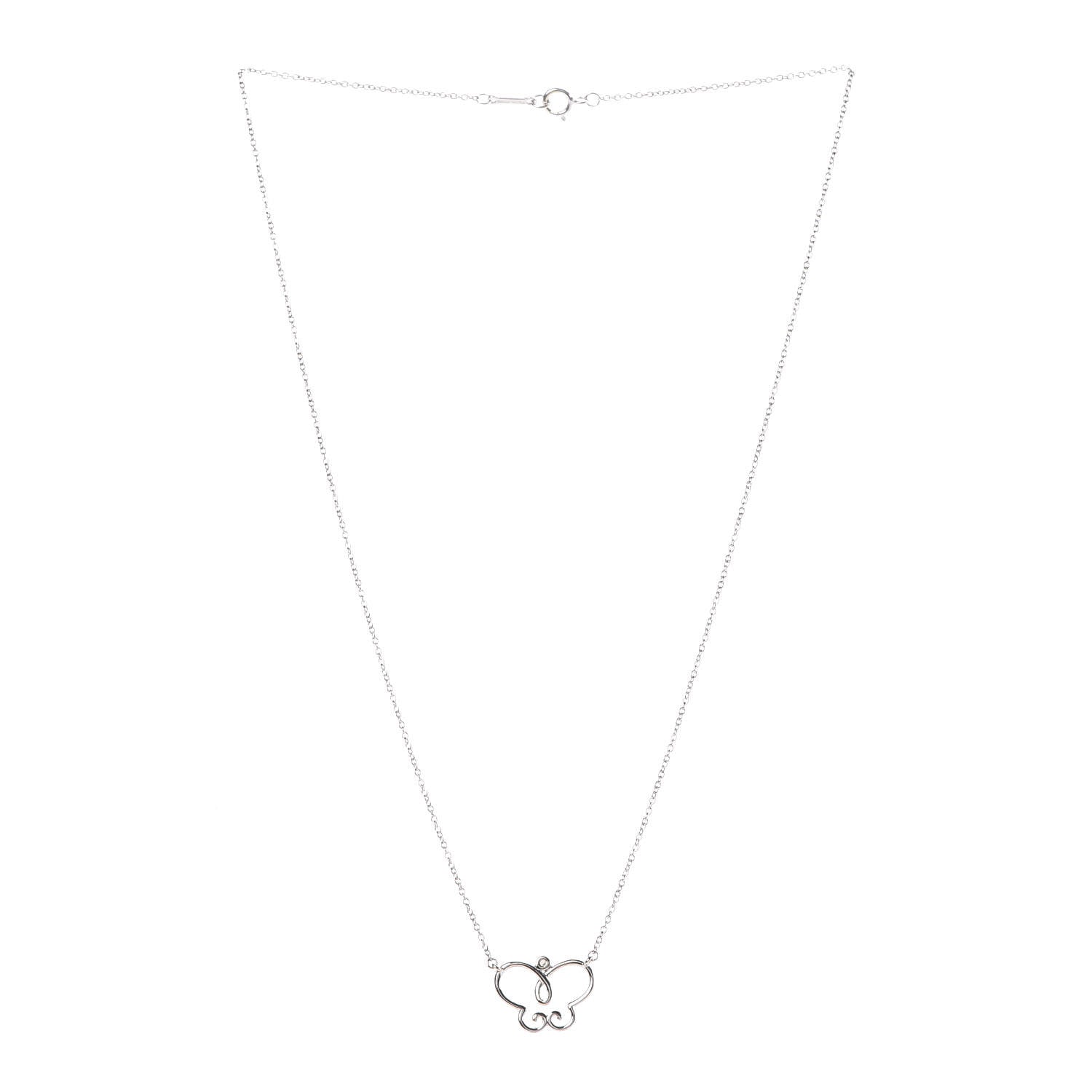 Tiffany 18K White Gold Diamond Paloma Picasso Butterfly Pendant Necklace 1 of 6