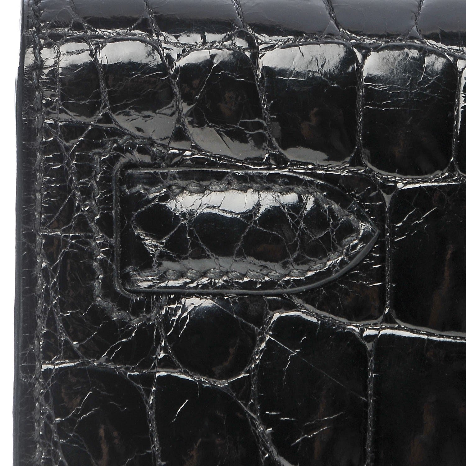 Hermes Shiny Niloticus Crocodile Kelly Cut Pochette Black 16 of 21