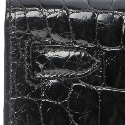 Hermes Shiny Niloticus Crocodile Kelly Cut Pochette Black 16 of 21