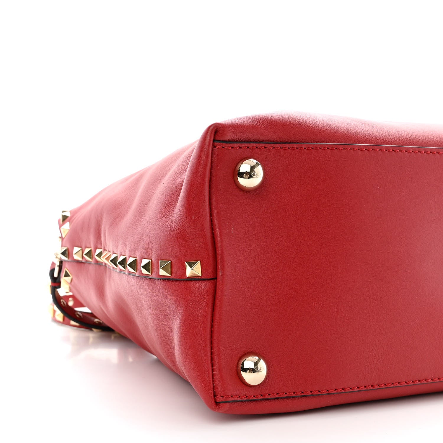 Valentino Garavani Vitello Rockstud Dome Satchel Red 10 of 12
