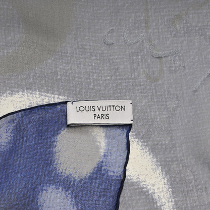 Louis Vuitton Silk Floral Scarf Blue 4 of 5