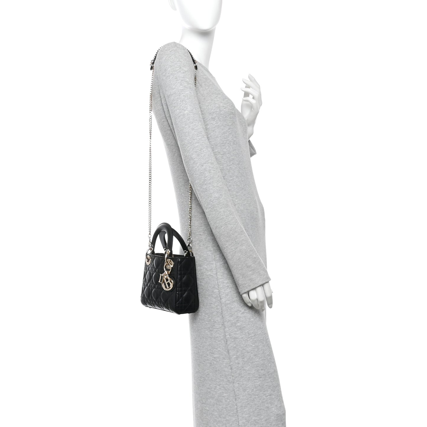 Lambskin Cannage Mini Lady Dior Black