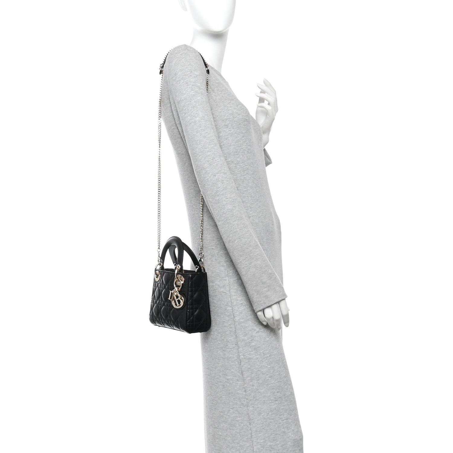 Christian Dior Lambskin Cannage Mini Lady Dior Black 2 of 9