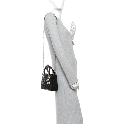 Christian Dior Lambskin Cannage Mini Lady Dior Black 2 of 9
