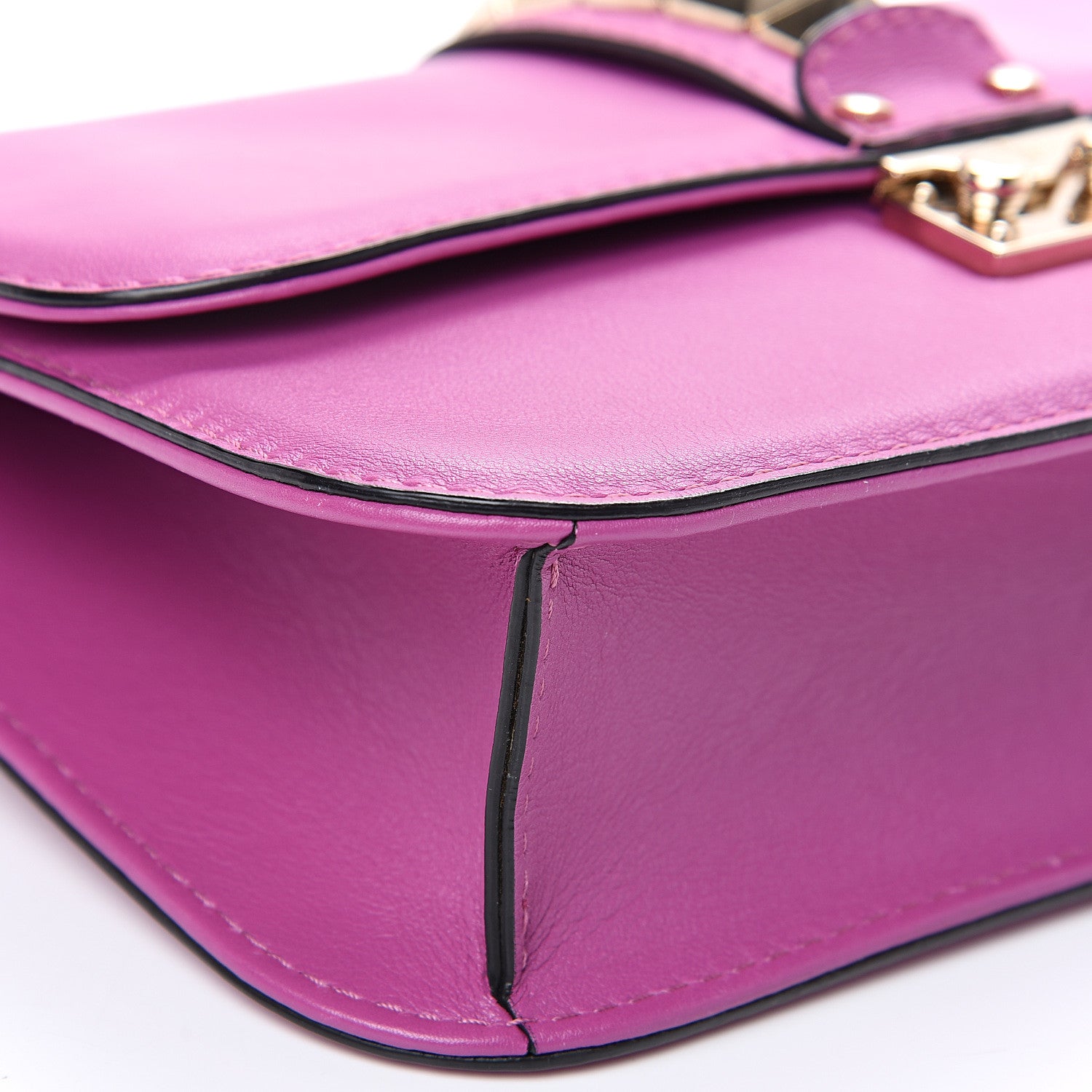 Valentino Garavani Vitello Medium Glam Lock Rockstud Flap Purple Violet 6 of 9