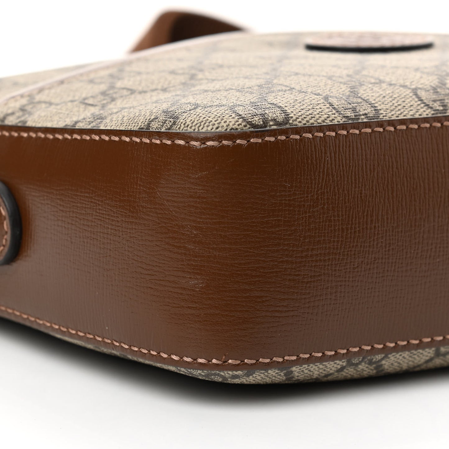 GG Supreme Monogram Azalea Calfskin Retro Interlocking G Messenger Shoulder Bag Beige Ebony Brown Sugar