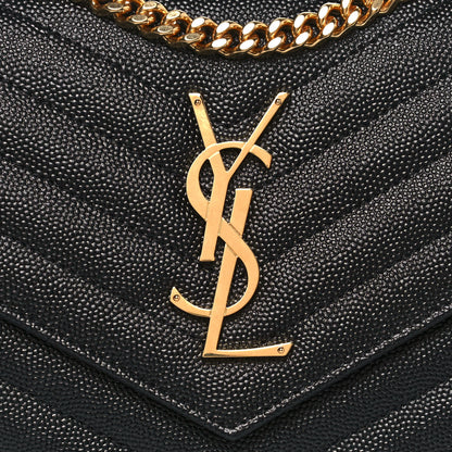 Saint Laurent Grain De Poudre Matelasse Chevron Monogram Chain Wallet Black 7 of 13