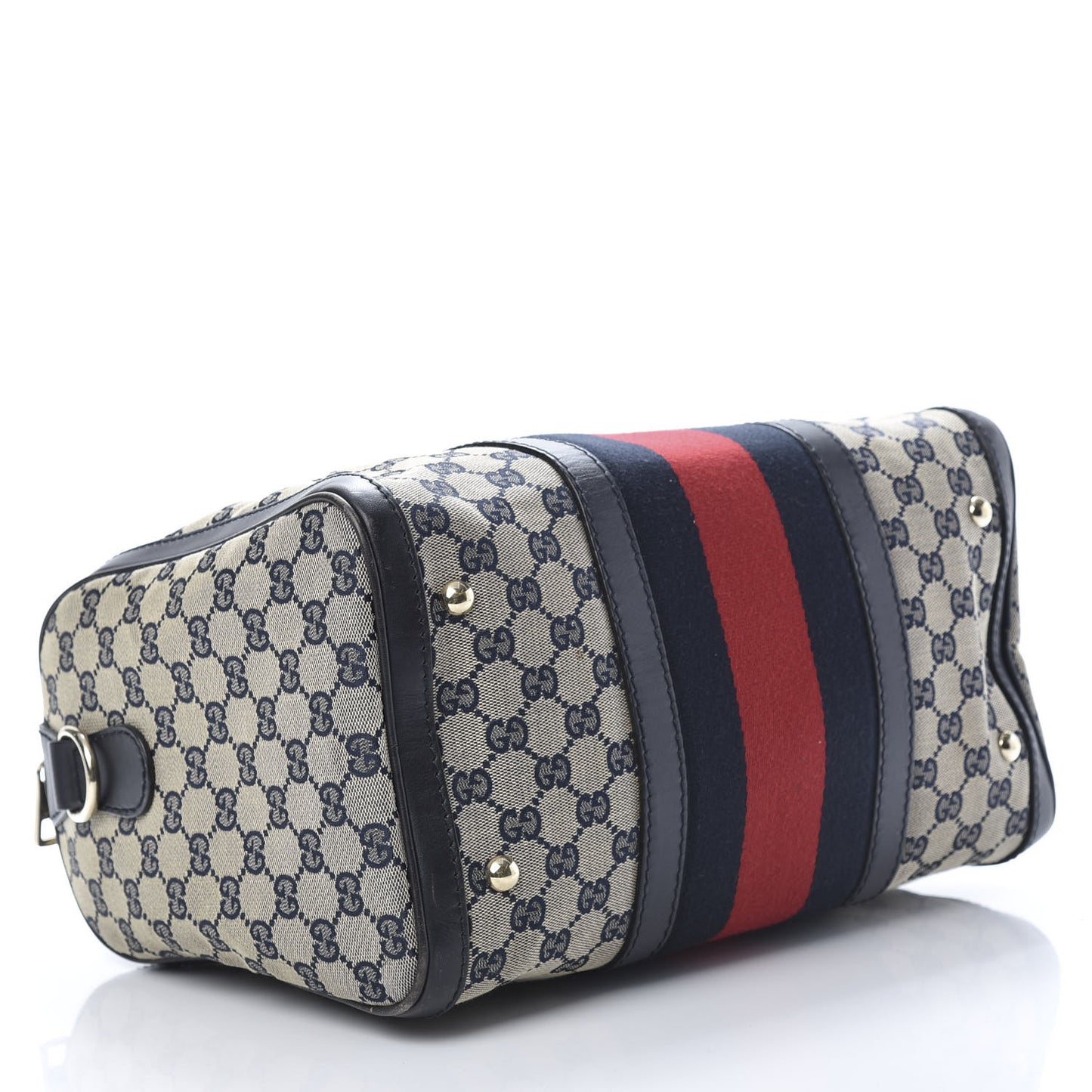Monogram Selleria Calfskin Vintage Web Medium Boston Beige Blue