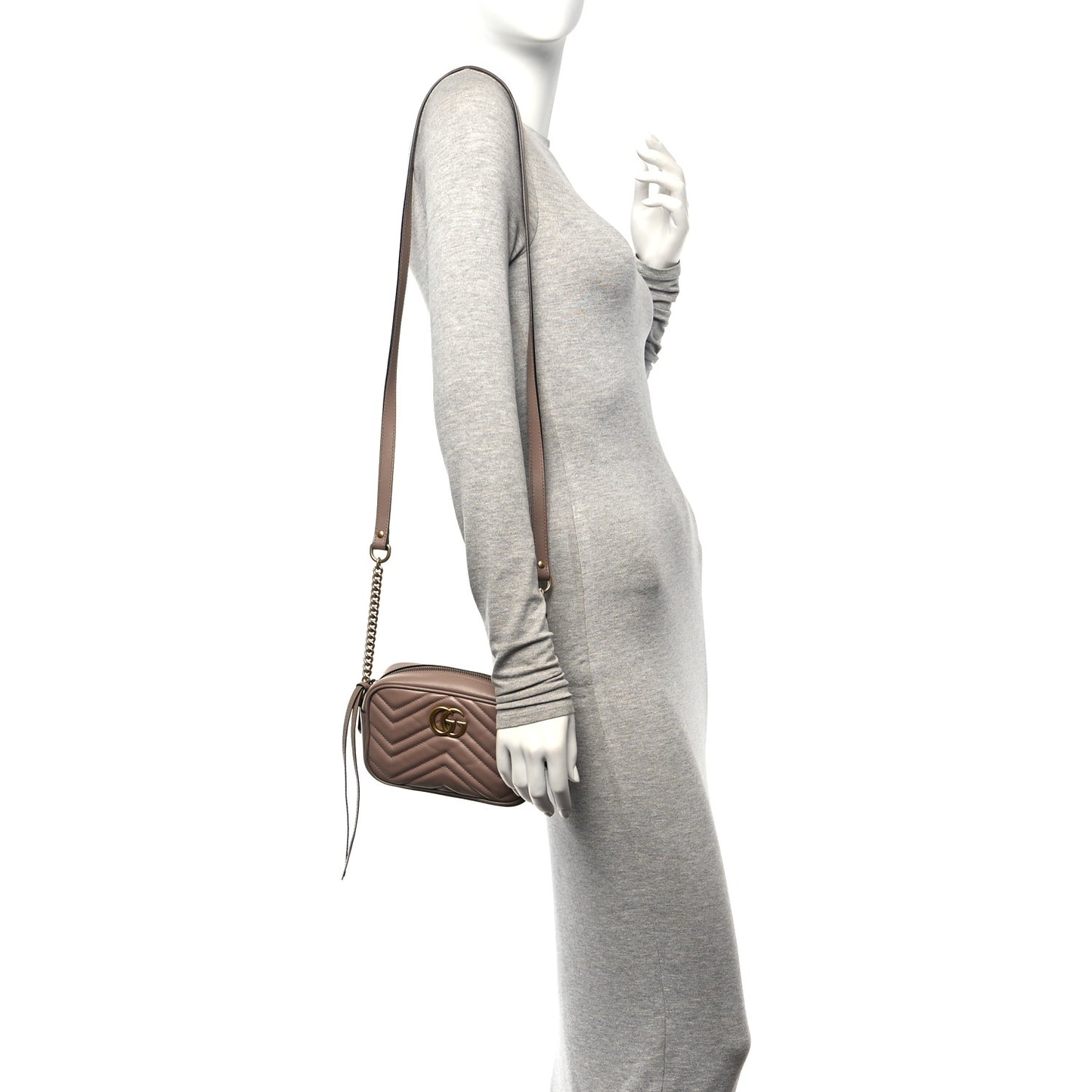 Calfskin Matelasse Mini GG Marmont Chain Shoulder Bag Porcelain Rose