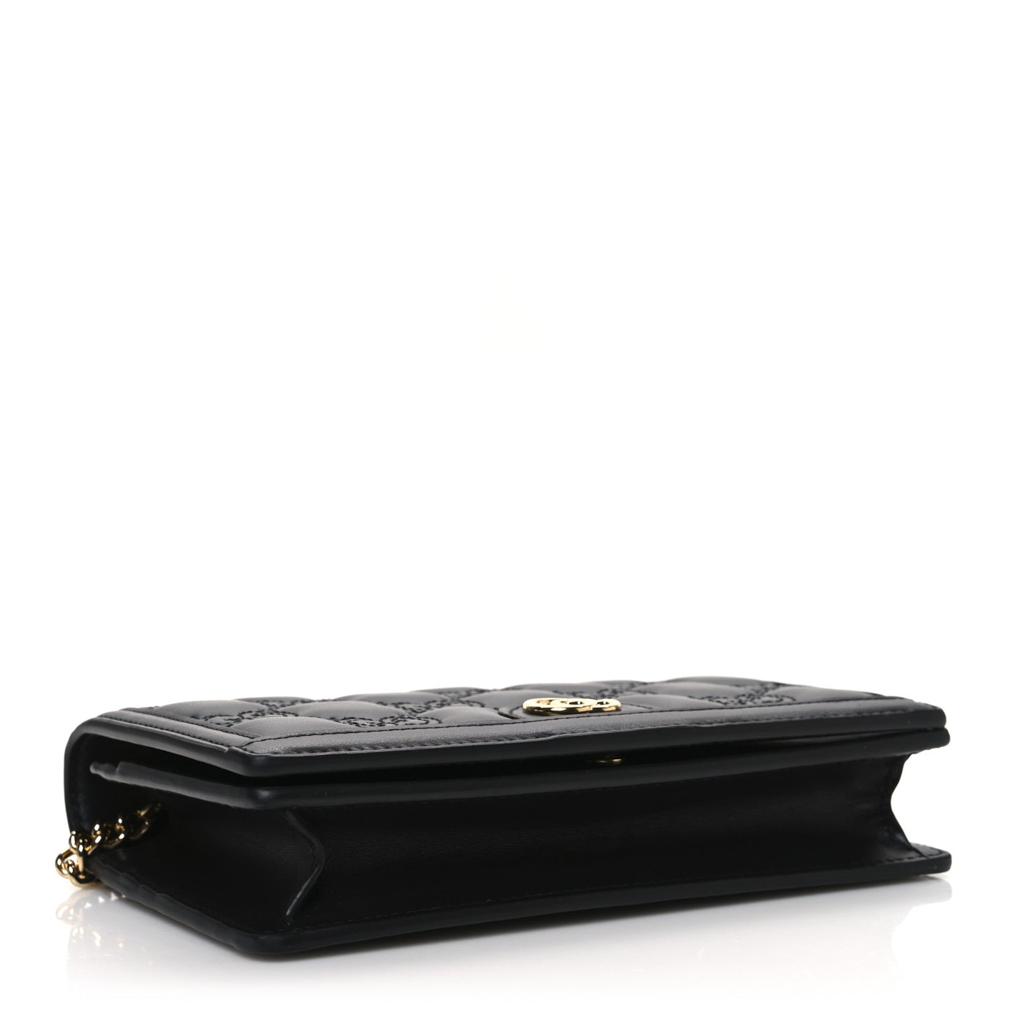 Calfskin GG Matelasse Chain Wallet Black