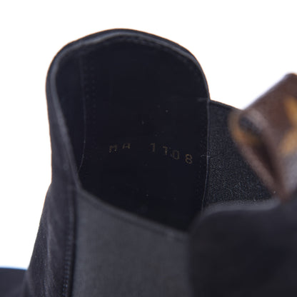 Louis Vuitton Suede Monogram Uniformes Cap Toe Chelsea 80mm Ankle Boots 37.5 Black 7 of 7