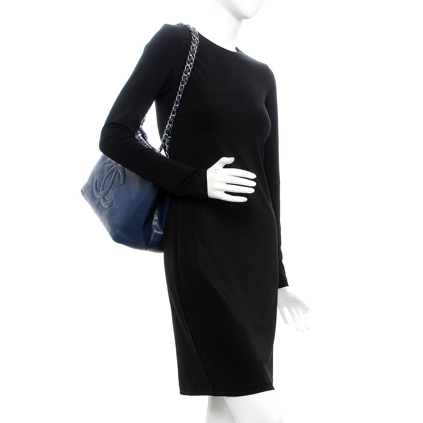 Caviar Timeless CC Soft Tote Navy Blue
