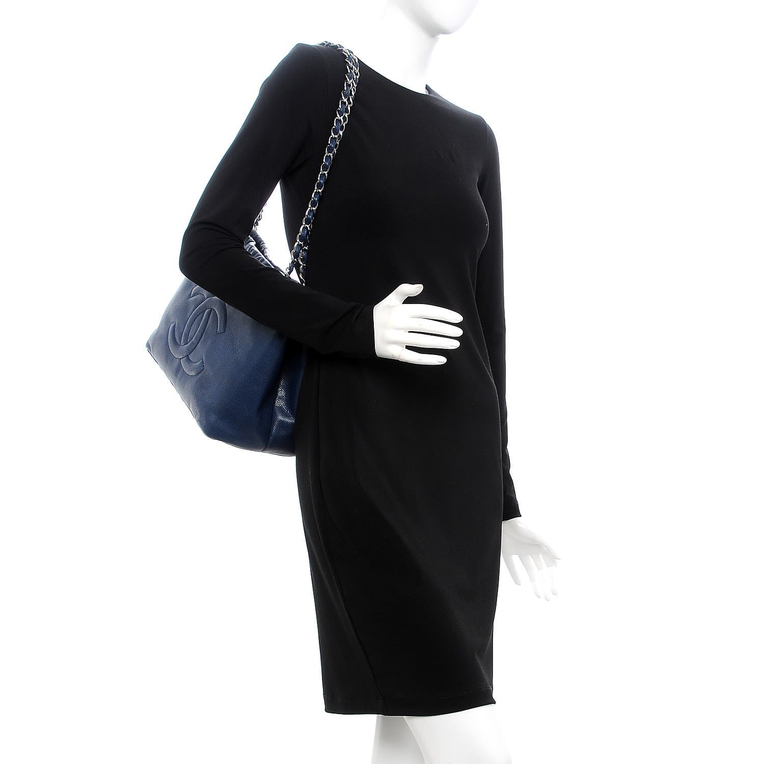 Chanel Caviar Timeless CC Soft Tote Navy Blue 2 of 11