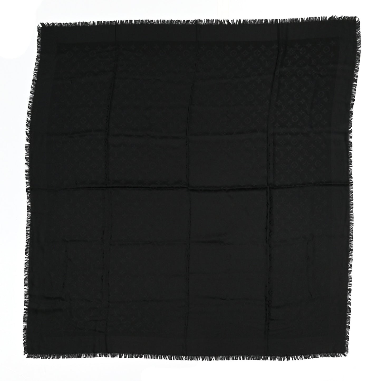 Silk Wool Monogram Shawl Black