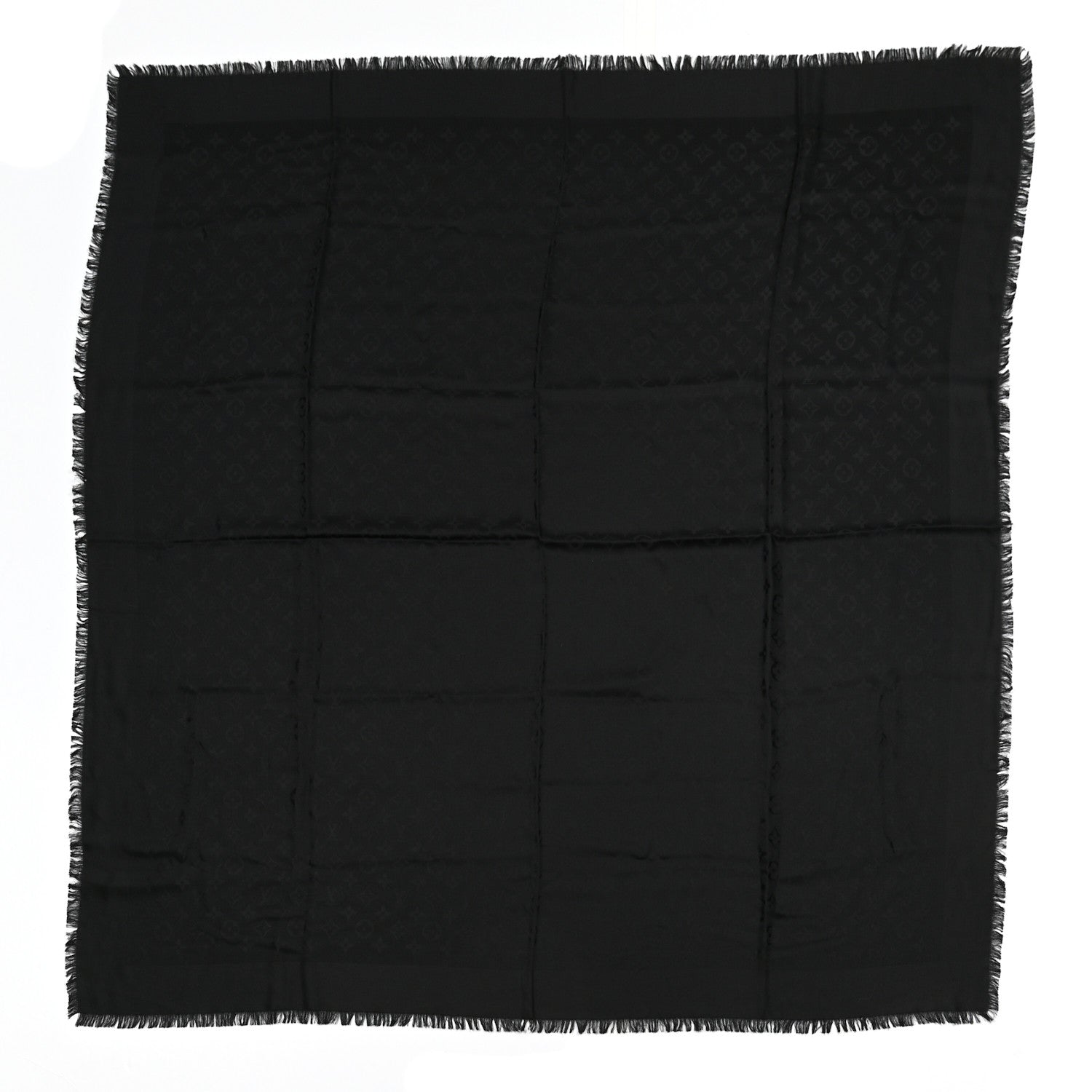 Louis Vuitton Silk Wool Monogram Shawl Black 1 of 3