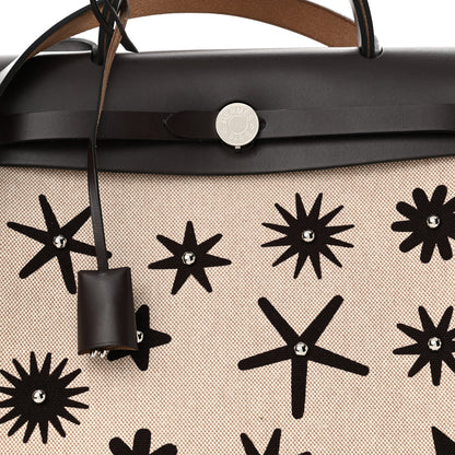 Hermes H Plume Canvas Vache Hunter Circuit Rider Hobnailed Herbag Zip Retourne 31 PM Ebene Ecru 8 of 10