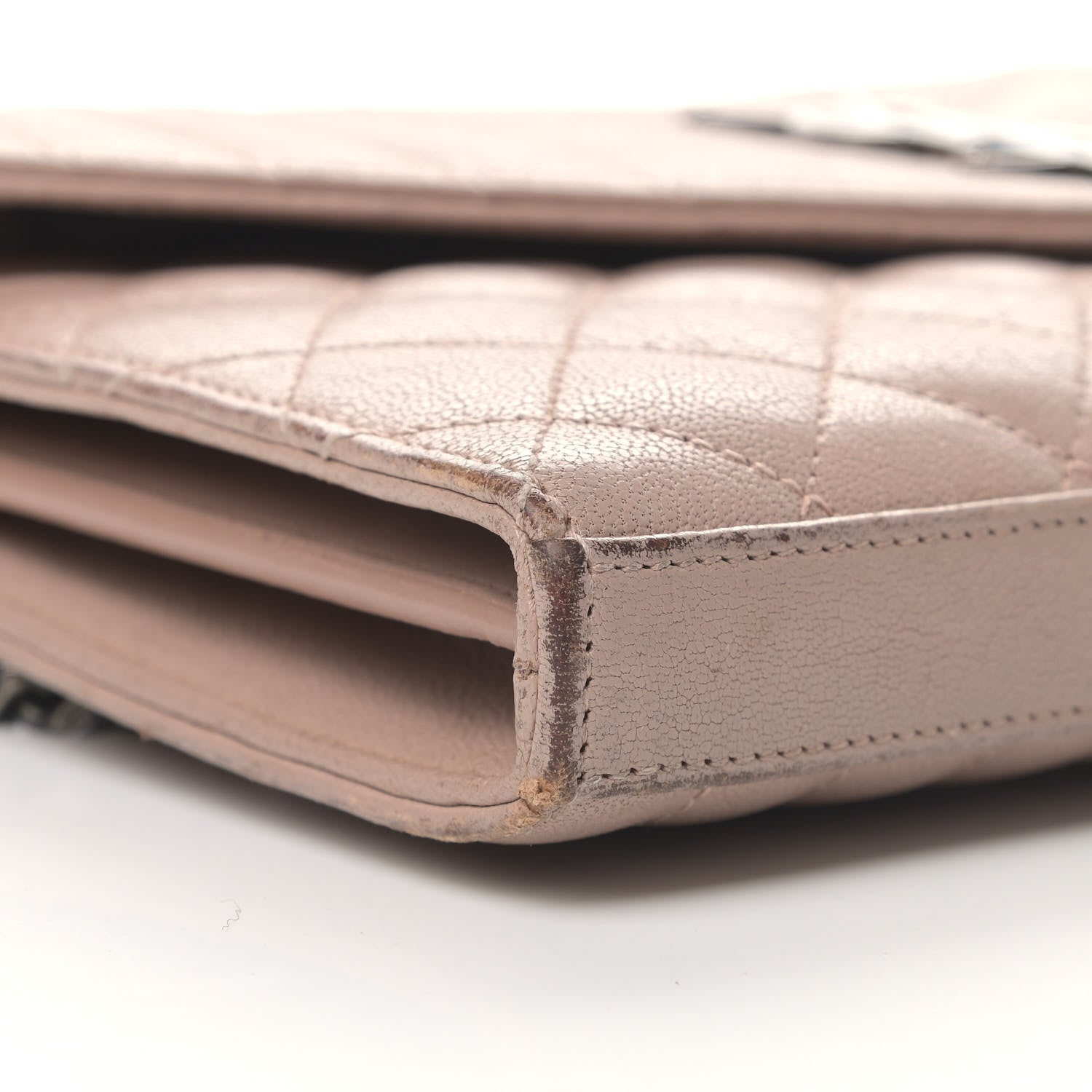 Saint Laurent Sheepskin Tri-Quilt Monogram Envelope Chain Wallet Beige 7 of 9