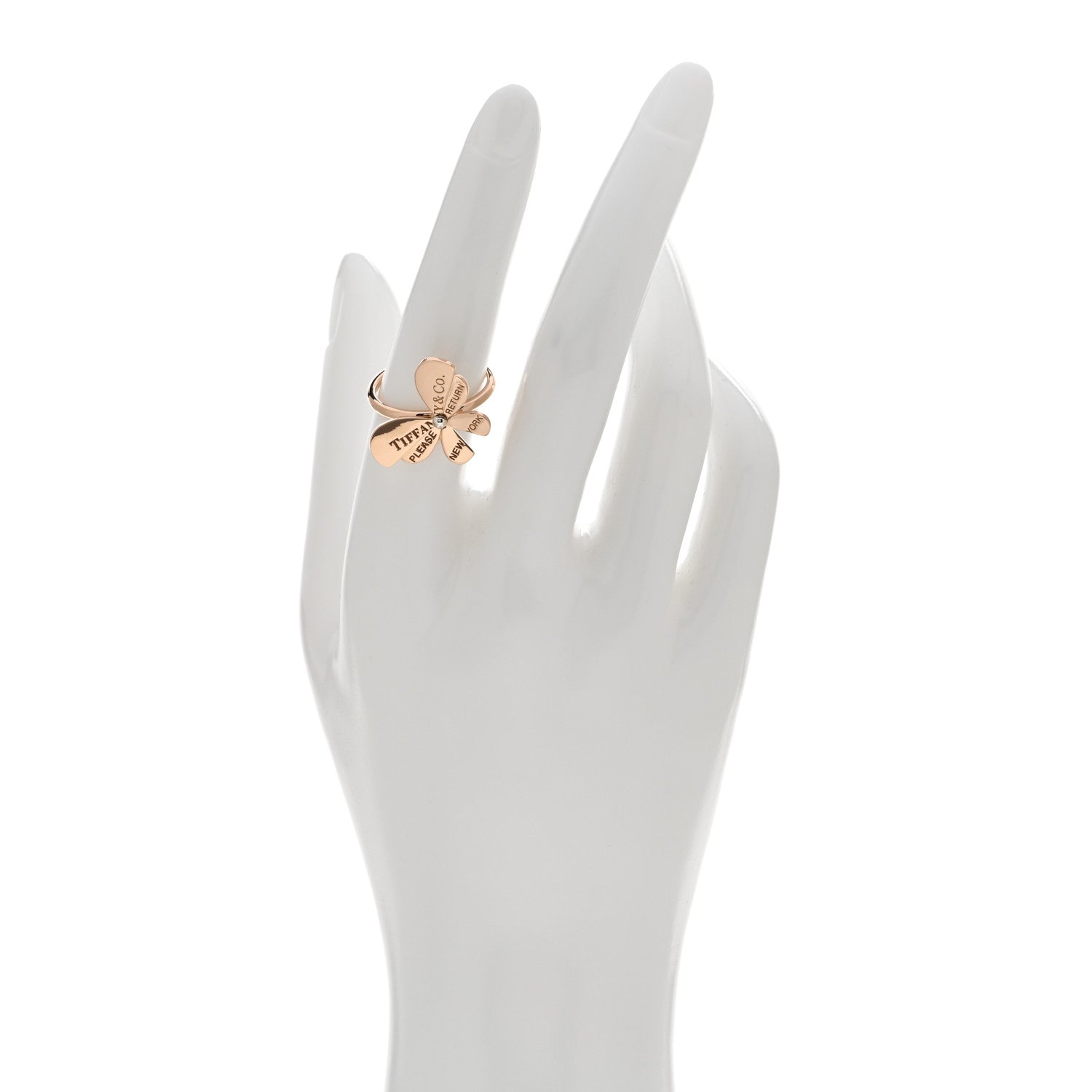 Tiffany 18K Rose Gold Sterling Silver Return to Tiffany Love Bugs Butterfly Ring 54 7 2 of 4