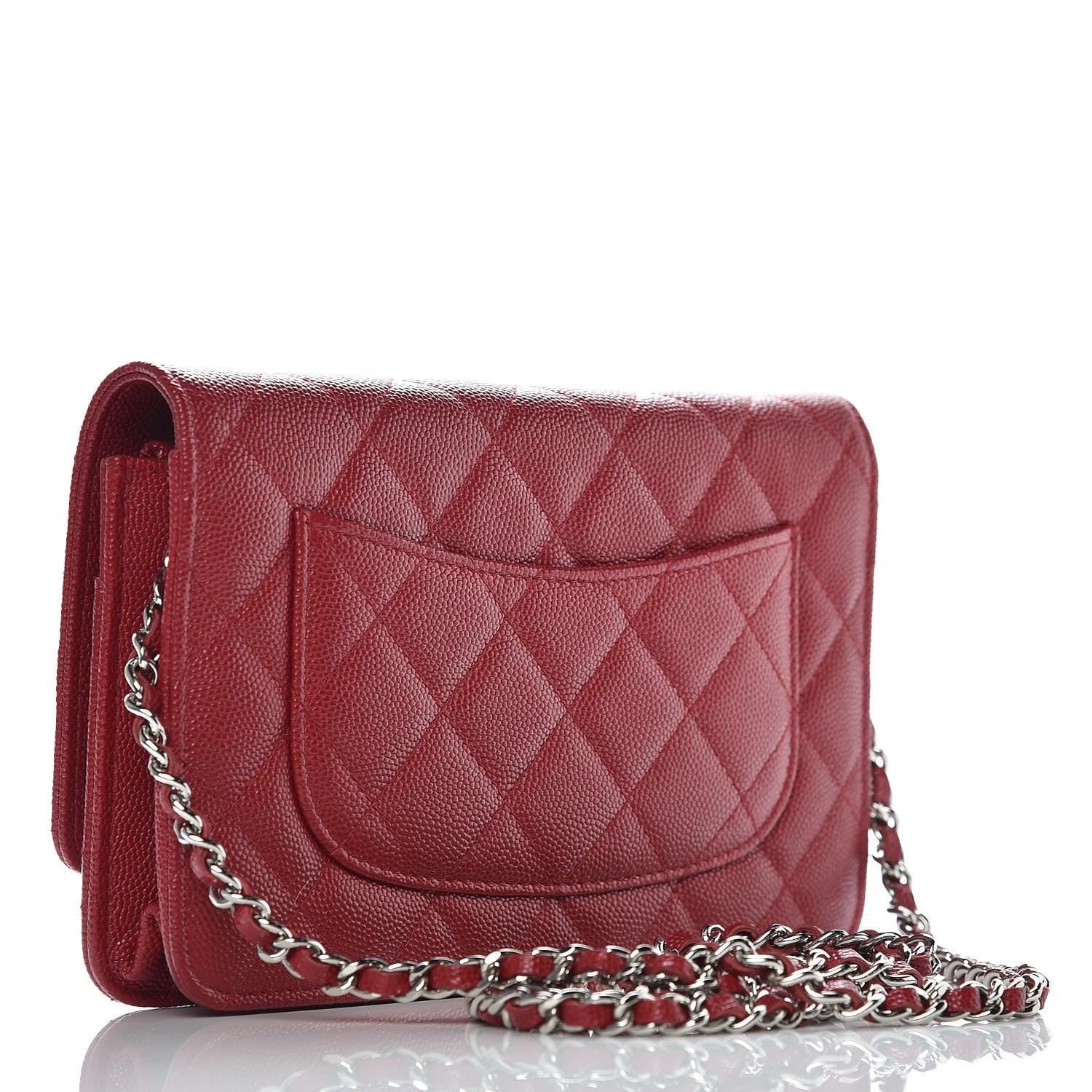 Chanel Caviar Quilted Wallet On Chain WOC Dark Red 3 of 11
