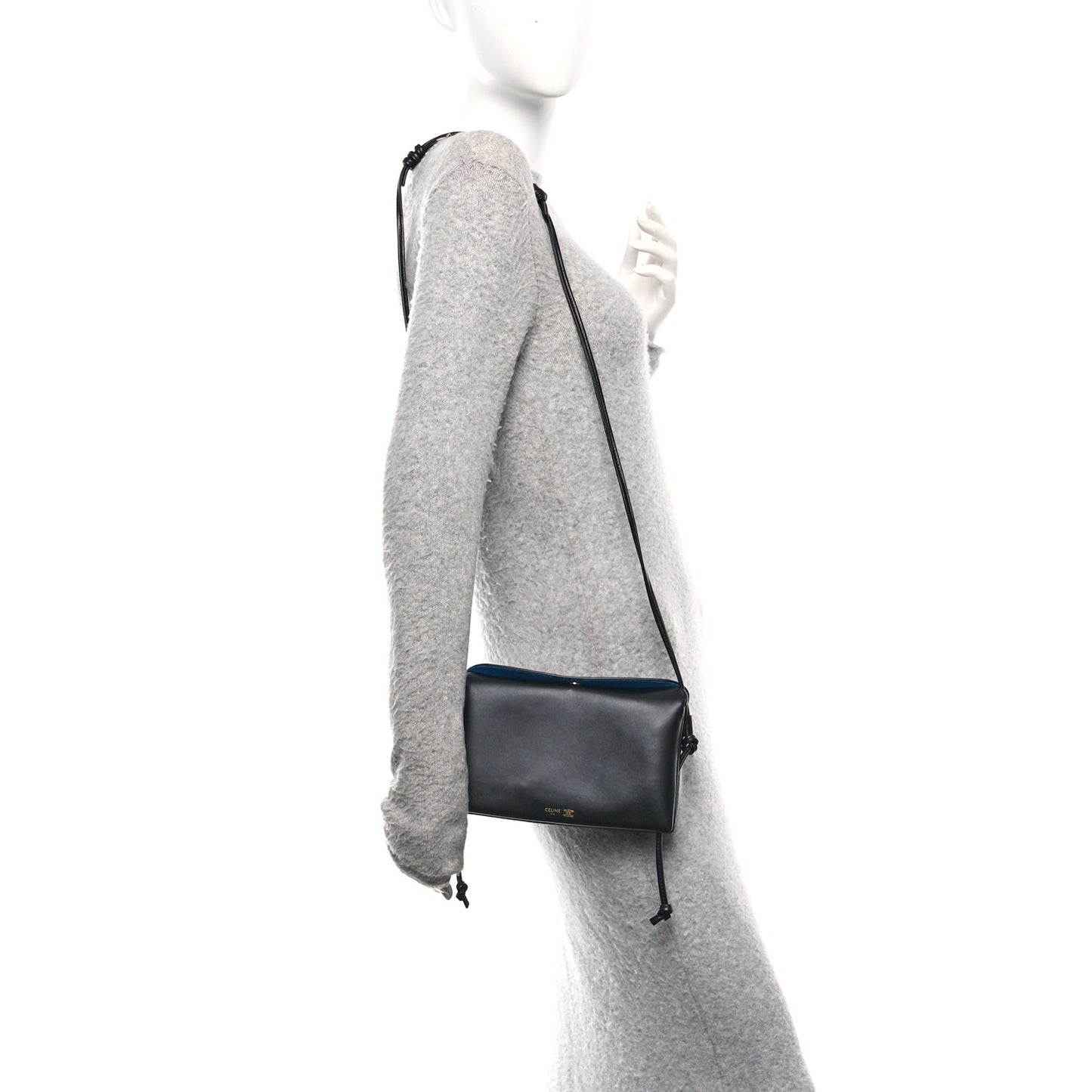 Smooth Lambskin Trio Flap Crossbody Bag Black