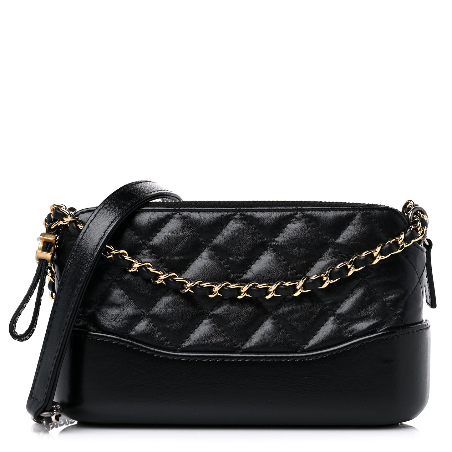 Aged Calfskin Quilted Small Gabrielle Clutch With Chain Black
