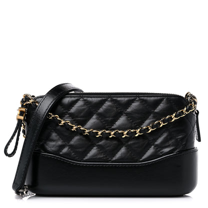 Chanel Aged Calfskin Quilted Small Gabrielle Clutch With Chain Black 1 of 14