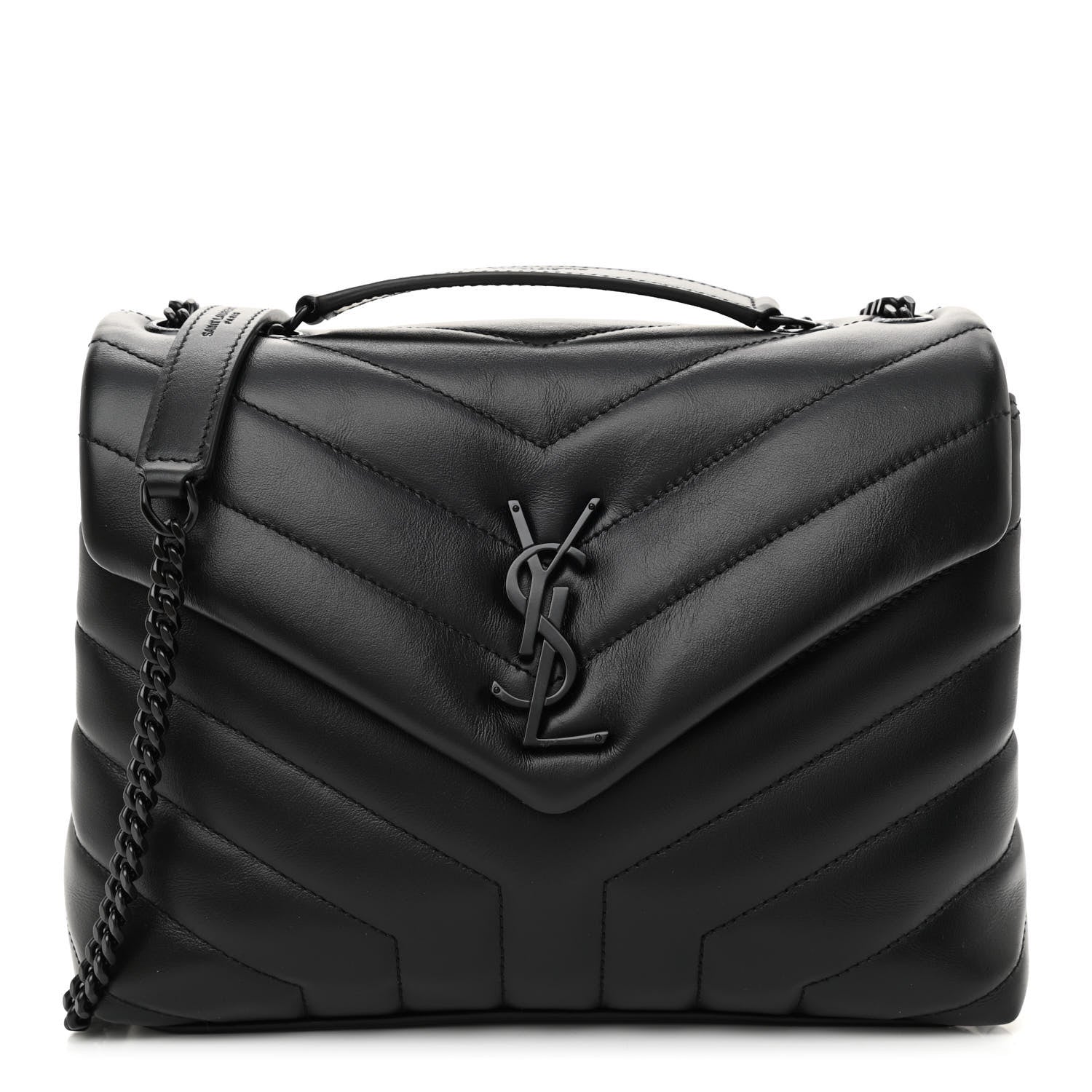 Saint Laurent Calfskin Y Quilted Monogram Monochrome Small Loulou Chain Satchel Black 1 of 9