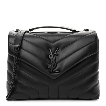 Saint Laurent Calfskin Y Quilted Monogram Monochrome Small Loulou Chain Satchel Black 1 of 9