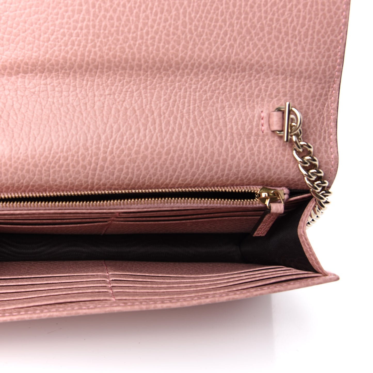 Dollar Calfskin Interlocking G Chain Wallet Soft Pink