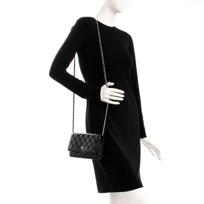 Chanel Lambskin Quilted Wallet On Chain WOC Black 2 of 8