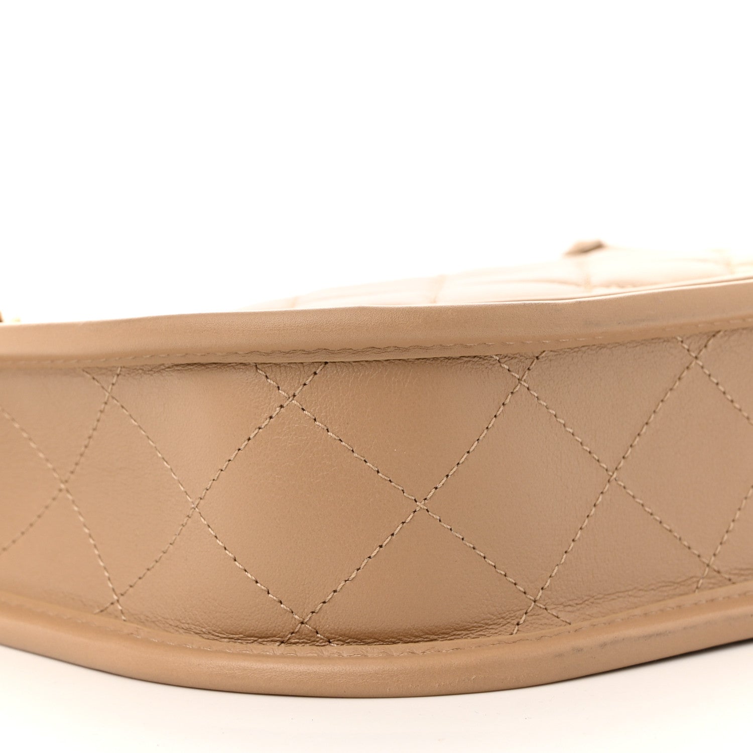 Chanel Calfskin Quilted CC Hobo Handbag Beige 9 of 10