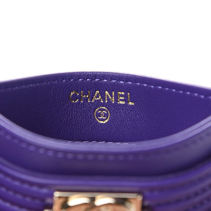 Chanel Lambskin Quilted Boy Card Holder Purple 5 of 8