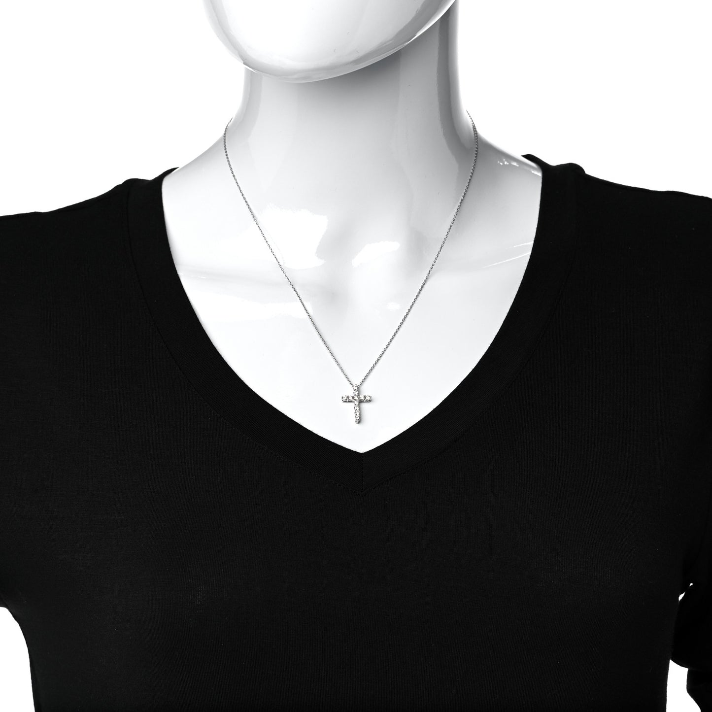 Platinum Diamond Small Cross Pendant Necklace