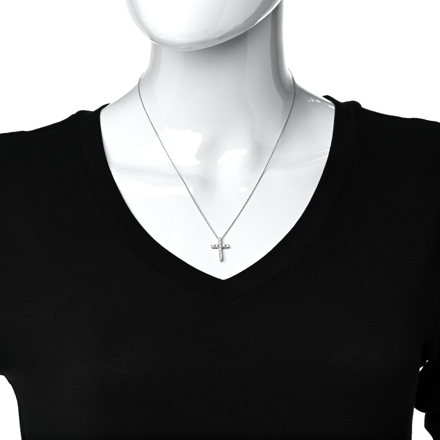 Tiffany Platinum Diamond Small Cross Pendant Necklace 2 of 5