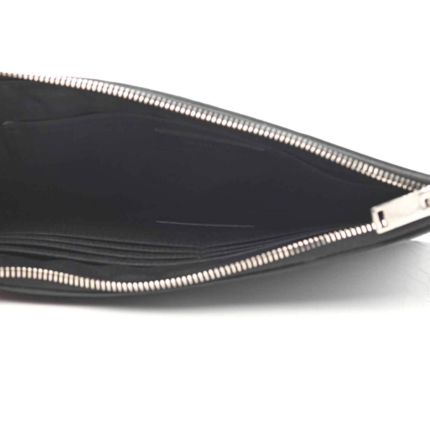 Calfskin Crocodile Embossed Zip Mini Tablet Sleeve Black