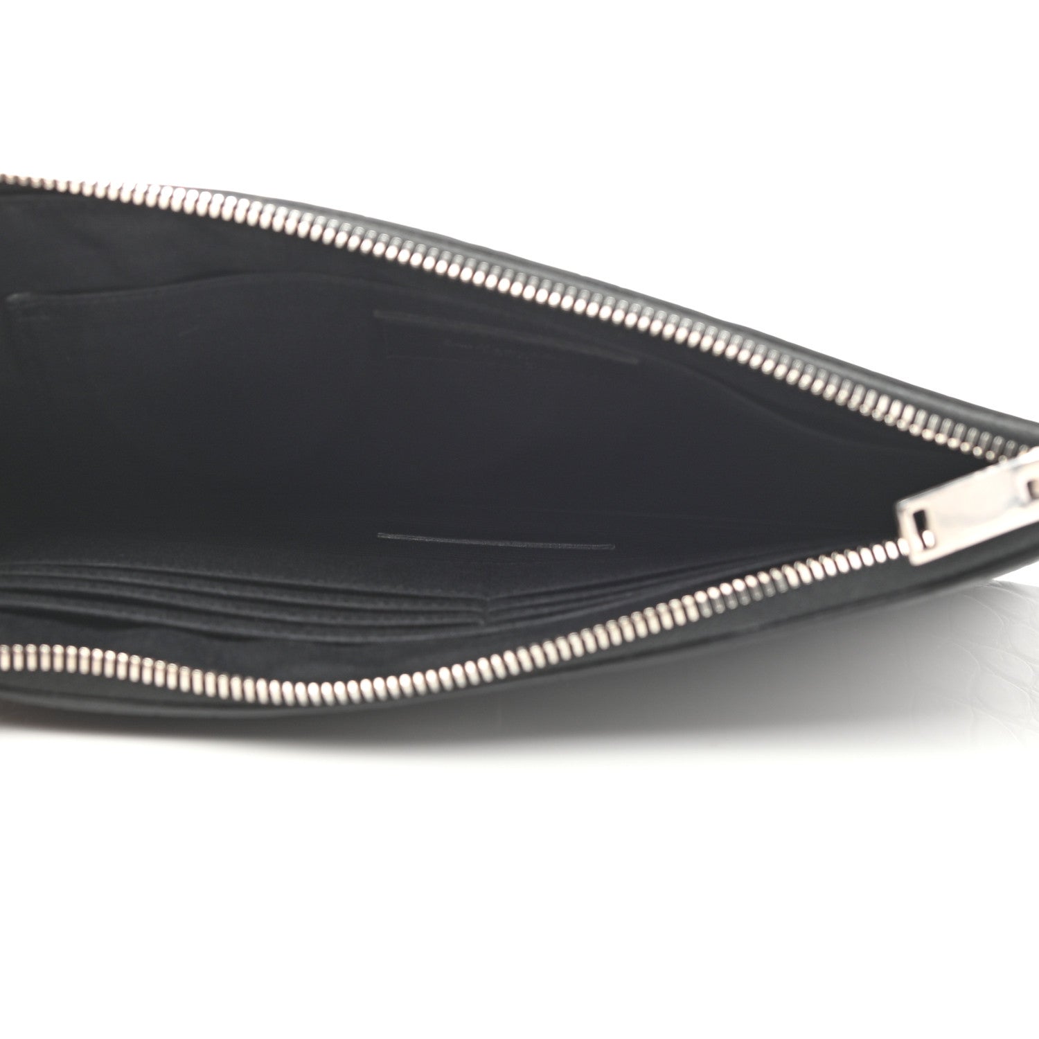 Saint Laurent Calfskin Crocodile Embossed Zip Mini Tablet Sleeve Black 5 of 8