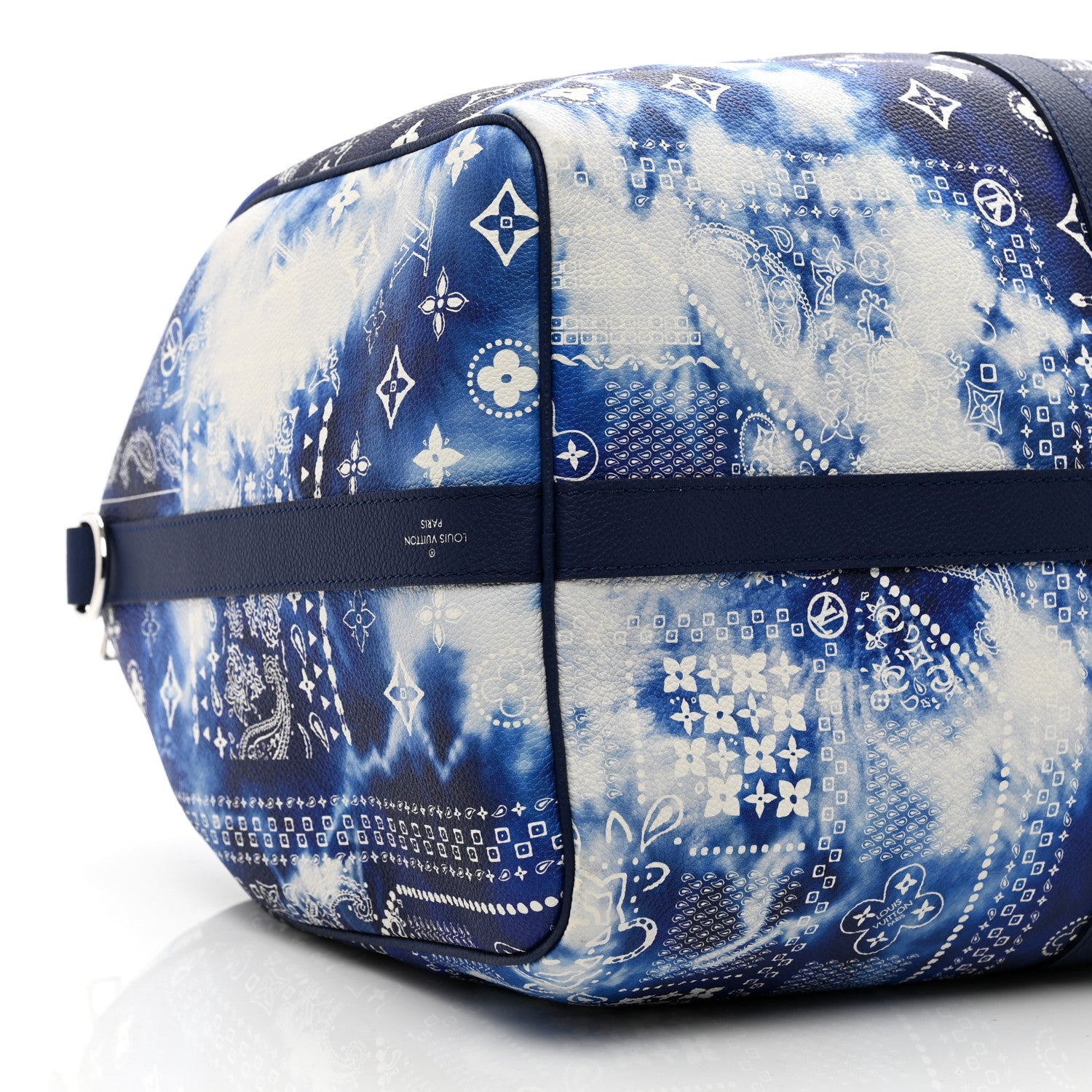 Louis Vuitton Cowhide Monogram Bandana Keepall Bandouliere 50 Blue 8 of 9