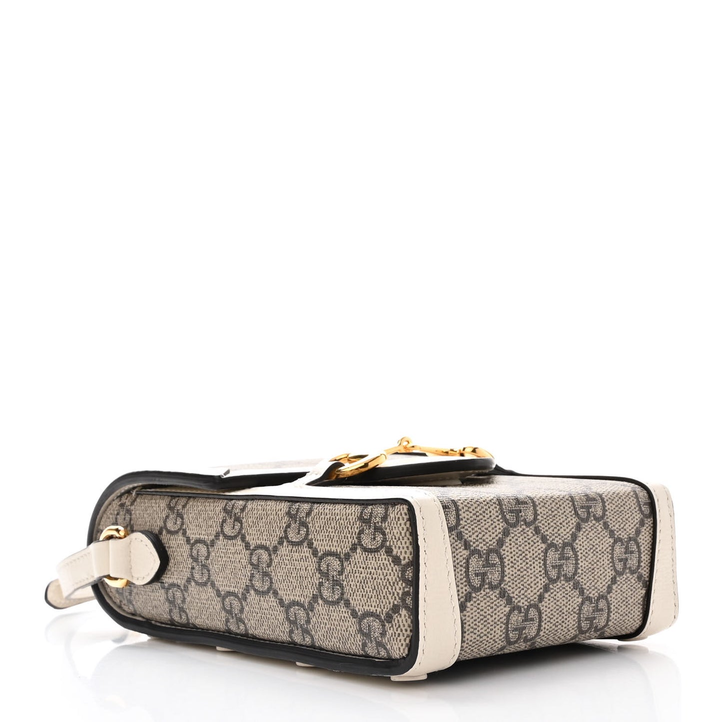 GG Supreme Monogram Azalea Calfskin Mini Horsebit 1955 Crossbody Bag Beige Ebony Mystic White