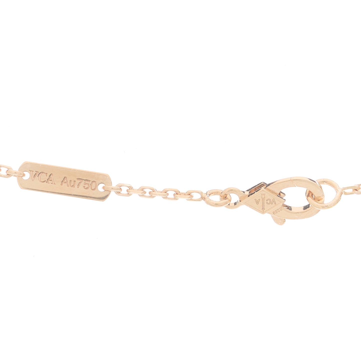 18K Rose Gold Diamond Silver Obsidian Vintage Alhambra Pendant Necklace