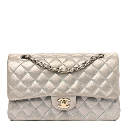 Chanel Iridescent Calfskin Quilted Medium Double Flap Silver 1 of 11